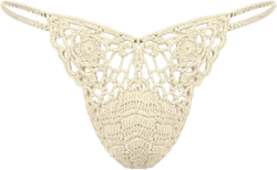 YiZYiF Mens Sexy Crochet Bikini Bottom Solid Thong Swimwear Handmade Swimsuit Knitting G-String