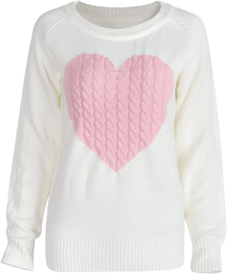 Women's Pullover Sweater Long Sleeve Crewneck Cable Knit Heart Cute Sweaters Large Beige Pink