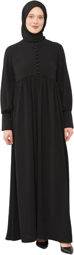 Hijab Dress for Women's | Button Detailed Casual Long Abayas Dresses | Women Islamic Outfits Modest Clothing Black X-Large