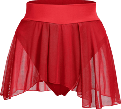 ODASDO Women's Pole Dance Outfit Rave Shorts Ruffle Panties Skirt Mesh Booty Bottoms Hot Pants Workout Clubwear X-Large Red