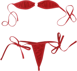 Moily Women's Micro Bikini Set Swimsuit Sling Shot Bra Top Tie Sides G-String Thongs Beachwear One Size Red