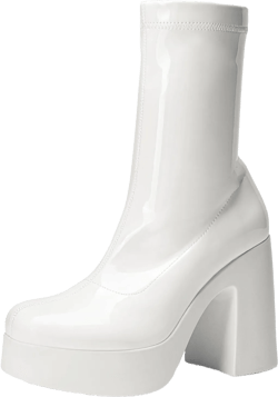 DREAM PAIRS Women's Platform Gogo Ankle Boots High Chunky Block Heel Square Toe Booties Shoes 11 White-pat