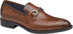 Johnston & Murphy Flynch Bit Loafer Slip-On Dress Shoe, Tan Italian Calfskin, Size 8.5