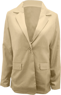 YMING Womens Casual Lapel Long Sleeve Blazer Open Front Work Jackets Button Solid Color Office Cardigan with Pockets 4X-Large Apricot
