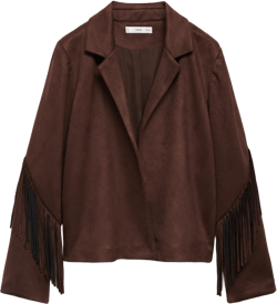 Suede-effect fringed jacket