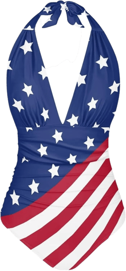Women's One Piece Swimsuit Tummy Control V Neck Backless Bathing Suit Casual Slimming Swimwear