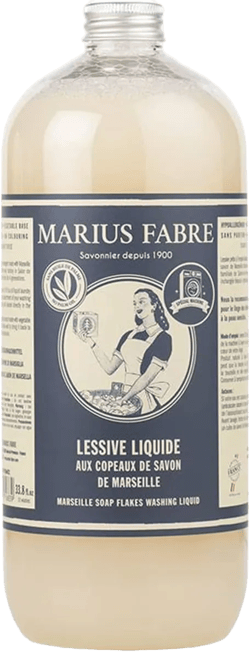 Marius Fabre 100% Marseille Soap Flakes Liquid Detergent 1L (33.8 fl.oz) - Palm Oil-Free - Hypoallergenic