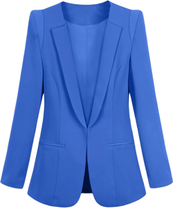 YMING Womens Lapel Open Front Blazer Solid Color Business Jackets Slim Fit Work Office Cardigan with Pockets X-Large Blue