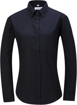 Button Up Shirt Women Long Sleeve Oxford Shirt Classic-Fit Cotton Work Blouse Wrinkle Resistant XX-Large Black