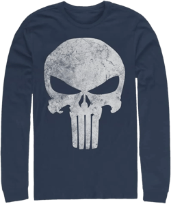 Marvel Big & Tall Classic Punisher Distresskull Men's Tops Long Sleeve Tee Shirt 3X-Large Big Tall Navy Blue
