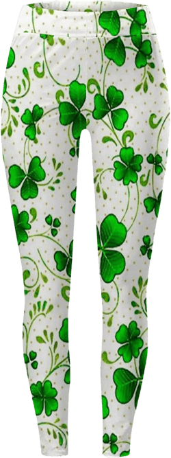 Women St. Patrick's Day Tights Stretchy Leggings Skinny Pant for Yoga Running ShamrockClover (YC-Beige, XXL)