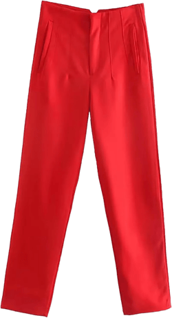 HuiSiFang Women's Slim Fit Ankle Pants Casual Elegant Dressy Long Pant with Pockets XX-Large Red