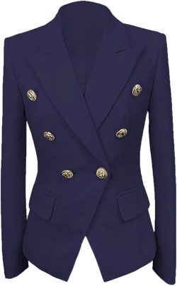 Womens Casual Blazers Long Sleeve Lapel Button Suit Jackets Slim Fit Work Office Blazer Jacket for Women 2 Navy Blue