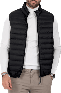 Polu Men's Puffer Vest Lightweight Sleeveless Jacket Full Zipper Outerwear Vest Outdoor Down Vest with Pockets