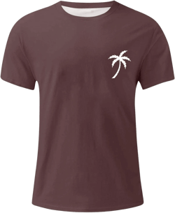 WENKOMG1 Graphic Tshirts Shirt for Men Printed Solid Color Casual Tee Shirt Summer Short Sleeve Loose Fit Tees X-Large Brown 3