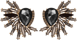 Vintage Rhinestone Statement Earrings Retro Fancy Big Crystal Cluster Drop Dangle Earrings for Women Prom black