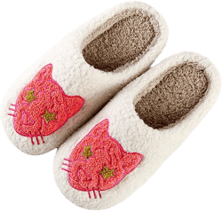 Women's Men's Heart Heart Slippers Strawberry Cherry Mushroom Slippers Evil Eye Slippers Cartoon Animal Cat Slippers Memory Foam Cozy Plush Slippers Couple Indoor Household Slippers 7.5-8 Women/6.5-7 Men Leopard's Head