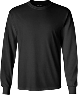 Joe's USA Men's Long Sleeve Heavy Cotton Crew Neck Tees in 29 Colors: S-5XL 3X-Large Tall Jet Black
