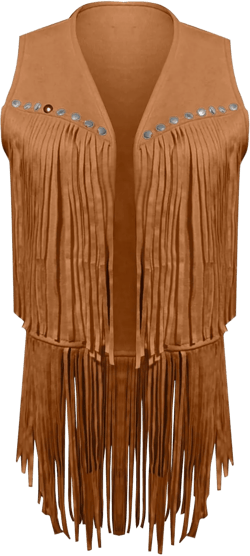 Women Tassel Vest 70s Hippie Faux Suede Rivets Sleeveless Fringe Jacket Cowgirl Vintage Western Outfits Tassel Vest X-Large Yellow