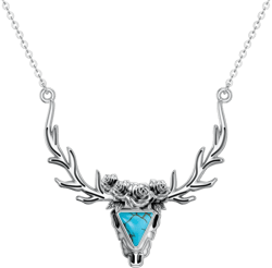BETHZA Antler Necklace 925 Sterling Silver Genuine Turquoise Deer Head Pendant Bohemian Western Jewelry Gifts for Women : Clothing, Shoes & Jewelry