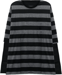 Chvity Womens Harajuku Long Sleeve Oversized T Shirts for Women Casual Crewneck Color Block Stripe Tops Gray&black Striped Shirt X-Large