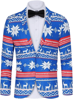 YESFASHION Men's Printed Blazer Casual Slim Fit One Button Sports Coat Festival Party Jacket