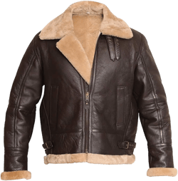 RAF Aviator Bomber Real Shearling Real Sheepskin Brown Leather Jacket Large Brown