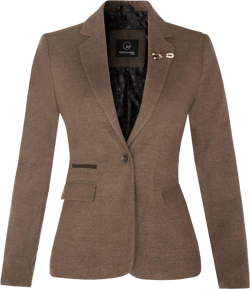 Tru Clothing Women's Tweed Light Brown Herringbone Classic 1920s Formal Wool Tailored Blazer with Elbow Patches 18