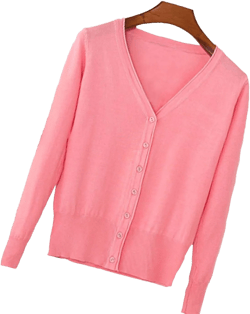 Womens V-Neck Button Down Long Sleeve Crew Neck Soft Classic Basic Knit Cardigan Sweater XX-Large Pink