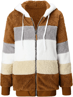 cooki Women Winter Coats Womens Winter Jacket Fleece Jackets Winter Plush Jackets for Women Color Block Soft Sweater Knit Open Front Outwear Warm Coat with Pocket