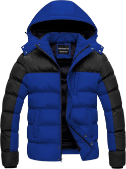 CREATMO US Men's Puffer Jacket Waterproof Winter Parka jacket Warm Thicken Ski Coat Medium Black & Blue