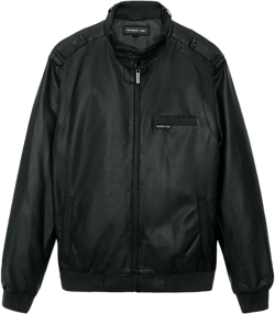 Members Only Men's Vegan Leather Iconic Racer Jacket - Medium, Black