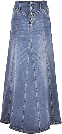 ebossy Women's High Rise Distressed Wash Denim Skirt A Line Swing Maxi Long Jean Skirts X-Small Light Blue