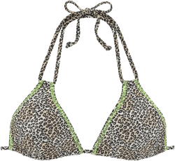 Women's Leopard Cheetah Triangle Bikini Swimsuit Top Bra Sizing - LASCANA - Leopard Brown Leopard Spot 34A/B