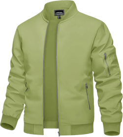 TACVASEN Men's Bomber Jacket Lightweight Casual Spring Fall Windbreaker Zip Up Coat with Pocket Small #02 Olive Green