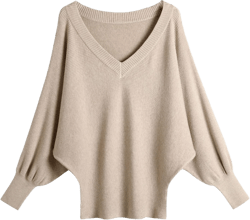 Women's Oversized V Neck Fuzzy Sweaters 2025 Casual Loose Long Sleeve Chunky Knit Pullover Jumper Tops V- Camel One Size