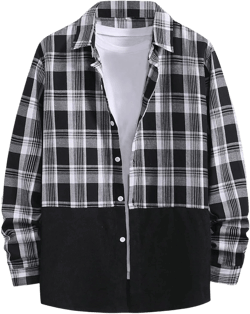 Burband Unisex Mens Womens Long Sleeve Flannel Shirts Casual Button Up Plaid Shirts Corduroy Oversized Boyfriend Jackets