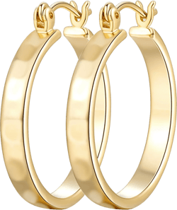 14K Gold Hoop Earrings for Women Trendy Gold Earrings for Women Polished Classic Dainty Womens Earring Hoops 26mm