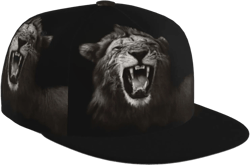 Lion Baseball Cap Cool Hat Fashion Flat Bill Brim Adjustable Hats Animal Cap for Men One Size Lion 04