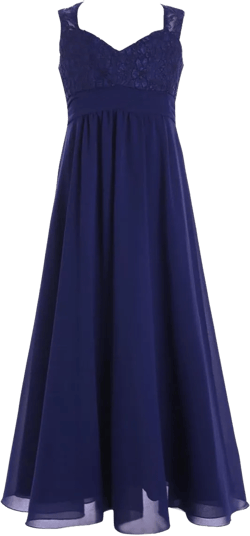 iEFiEL Big Girls Elegance Wedding Flower Girl Lace Chiffon Prom Dress Long Evening Gown