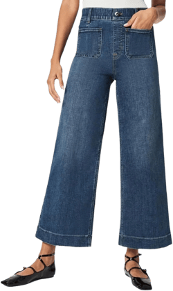 ZSpzx Tummy Control Cropped Wide-Leg Jeans,Woman High Waisted Control Pants,Stretchy Straight Leg Jean with Pocket Petite X-Small A2-blue