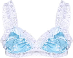 Moily Mens 2 Pcs Sissy Lingerie Set Frilly Ruffled Bra Top with Bloomer Panties Nightwear Bikini Set Blue-Top XX-Large: Clothing, Shoes & Jewelry