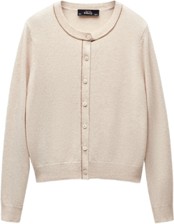 Wool cardigan with decorative stitching