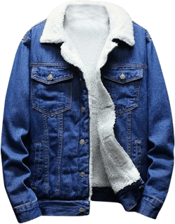 Men's Sherpa Fleece Lined Denim Jacket Warm Winter Trucker Jacket Cowboy Jean Jacket Thicken Faux Fur Jacket Coats Dark Blue 5X-Large