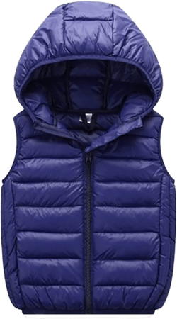 Girl's and Boy's Puffer Vest Hooded Quilted Outwear Boys Sleeveless Jacket Lined Zipper Waistcoat Navy 12-15 Years