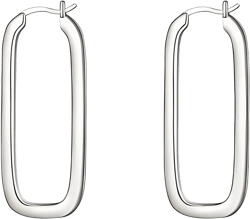 Trendy 18K Gold And silver Plated Square Chunky Huggie Hoop Earrings Geometric Rectangle Hypoallergenic Cartilage Gold Hoop Earrings for Women (Gold/Silver/Rose Gold) (Silver)