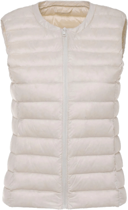 CHARTOU Women's Winter Ultralight Collarless Outdoor Puffer Down Short Vest Waistcoat Small White