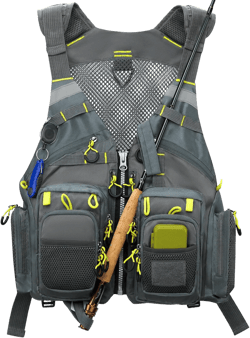 Gonex Fly Fishing Vest for Men Women, Comfortable Adjustable Fishing Vest with Multi-Pockets Reflective Stripes One Size Gray+yellow