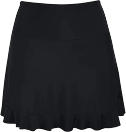 Firpearl Women's Swim Skirt High Waisted Bikini Bottoms Athletic Modest Swimsuit Bottom with Brief 12 Ruffled Hem Black