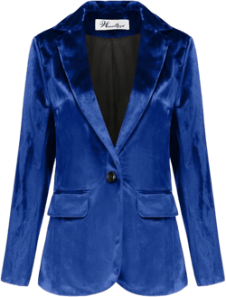 Wemaliyzd Womens Velvet Jacket Slim Fit 1 Button Blazer Office Lady Small Royal Blue